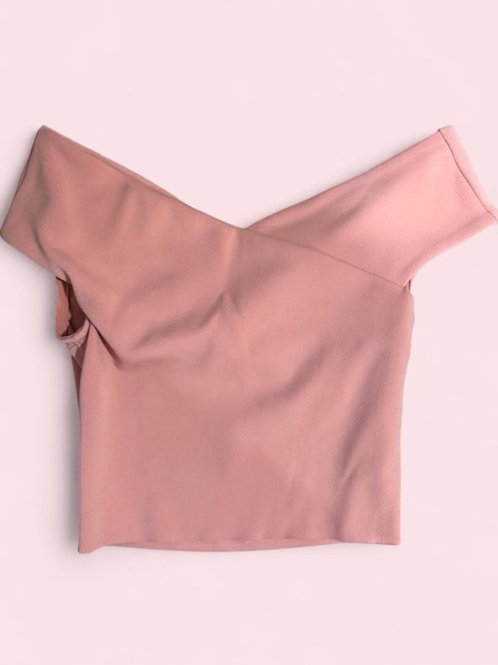 Bec & Bridge Blush Pink Off-The-Shoulder Foldover Crop Top (US 4 / AUS 8)